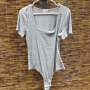 Jenni Square Neck Ribbed Bodysuit Grey Hthr Size‎ M